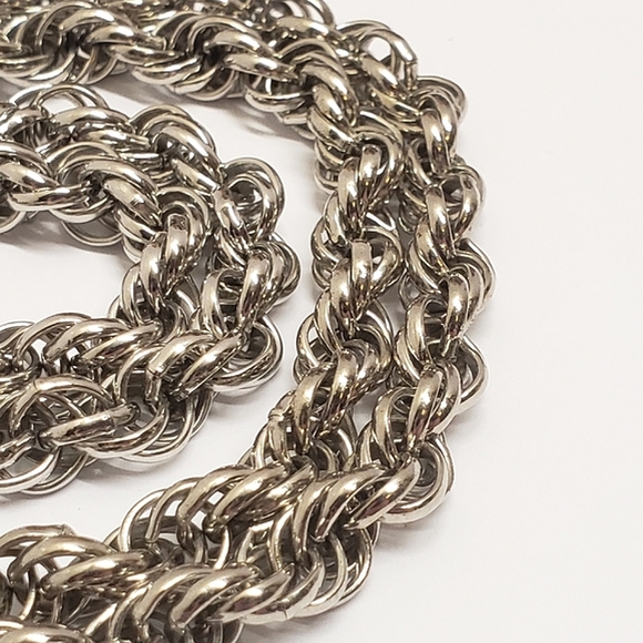 Vintage Silver Rope Twist Chain Link Necklace 18" Chain Necklace - Picture 3 of 12